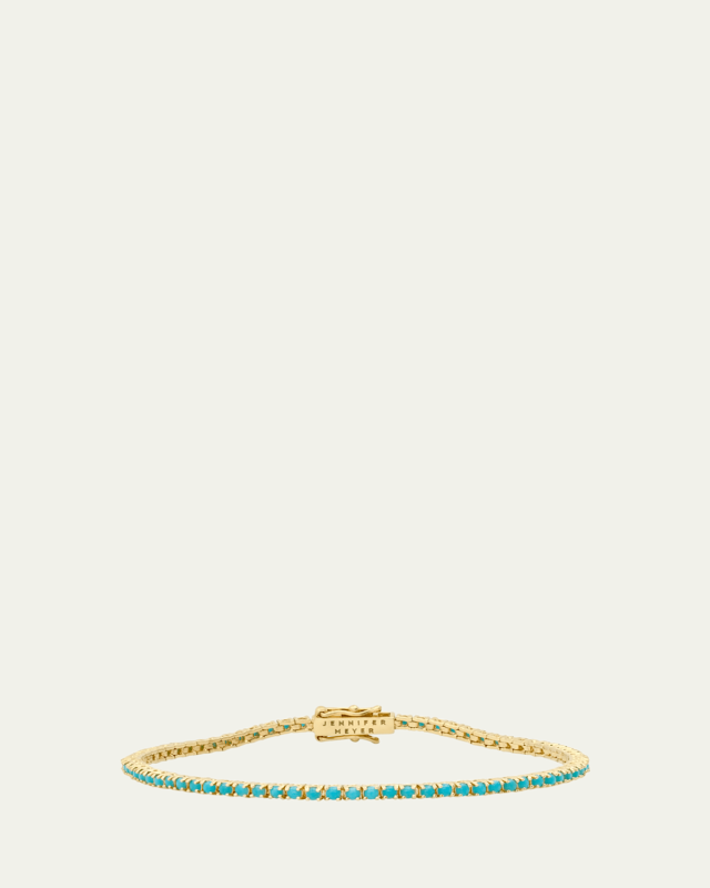 18K Yellow Gold Four-Prong Turquoise Tennis Bracelet
